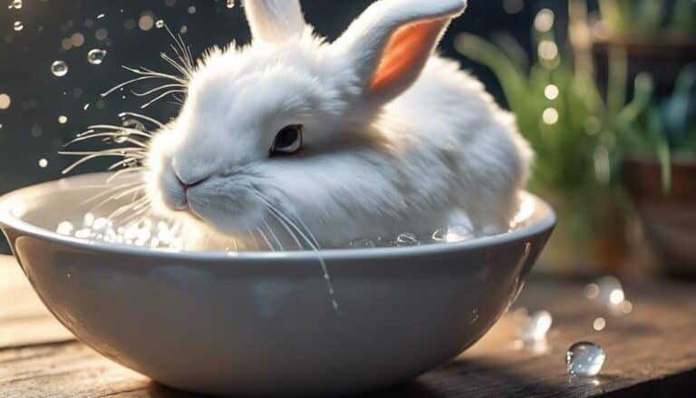 bunnies drinking from bowls