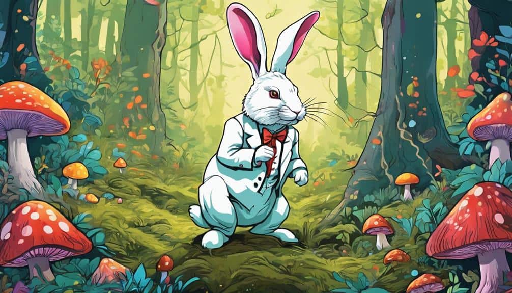 curious rabbit in wonderland