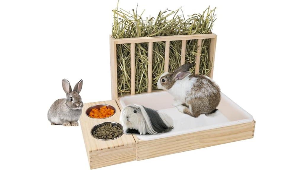 wooden rabbit feeder set